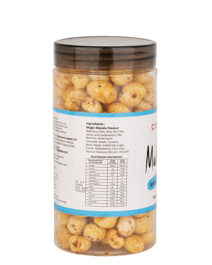 cravver - magic masala makhana with ingredients and nutritional information